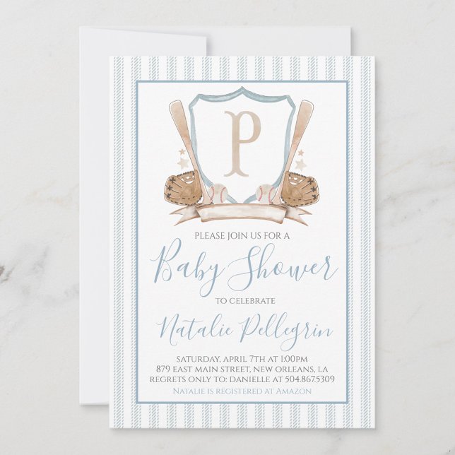 Preppy Southern Baseball Baby Shower Einladung (Von Creator hochgeladen)