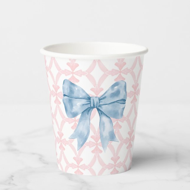 Preppy Southern Blue Bow Baby Dusche Pappbecher (Vorderseite)