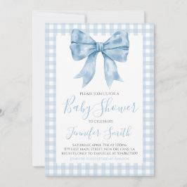 Preppy Southern Blue Bow Boy Baby Dusche Einladung