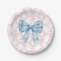 Preppy Southern Blue Bow Girl Baby Dusche