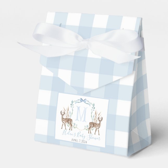 Preppy Southern Blue Boy Deer Baby Dusche Geschenkschachtel (Vorderseite)
