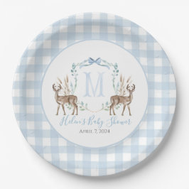 Preppy Southern Blue Boy Deer Baby Dusche Pappteller