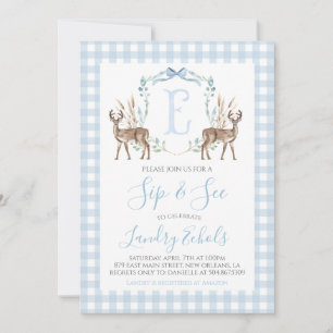 Preppy Southern Blue Boy Deer Hunter Sip und See Einladung