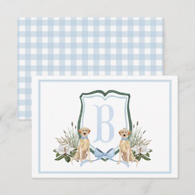 Preppy Southern Blue Boy Dog Baby Dusche Dankeskarte (Vorne/Hinten)