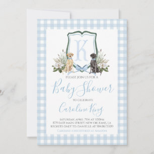 Preppy Southern Blue Boy Dog Baby Dusche Einladung