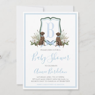 Preppy Southern Blue Boy Dog Baby Dusche Einladung