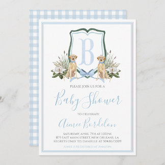 Preppy Southern Blue Boy Dog Baby Dusche Einladung