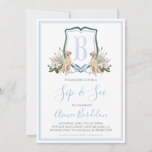 Preppy Southern Blue Boy Dog Baby Dusche Einladung