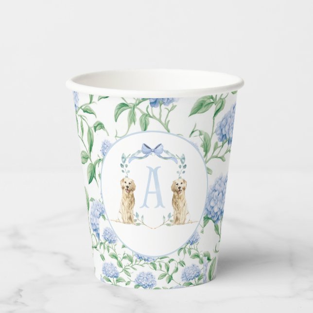 Preppy Southern Blue Boy Dog Baby Dusche Pappbecher (Vorderseite)