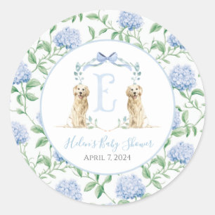 Preppy Southern Blue Boy Dog Baby Dusche Runder Aufkleber
