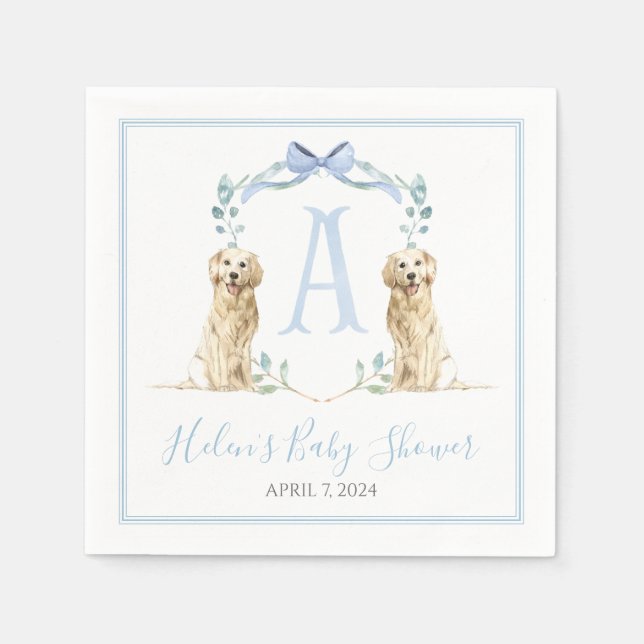 Preppy Southern Blue Boy Dog Baby Dusche Serviette (Vorderseite)