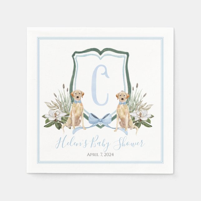 Preppy Southern Blue Boy Dog Baby Dusche Serviette (Vorderseite)