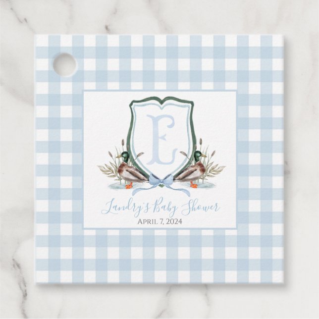 Preppy Southern Blue Boy Duck Baby Duck Geschenkanhänger (Vorderseite)