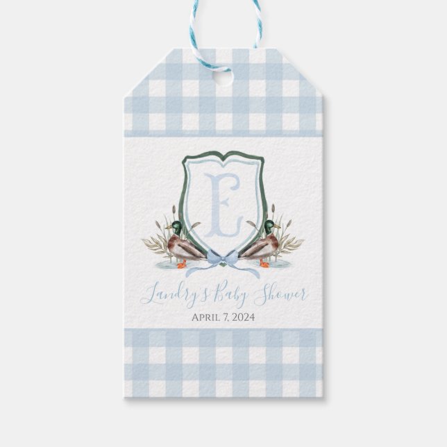 Preppy Southern Blue Boy Duck Baby Duck Geschenkanhänger (Vorderseite)