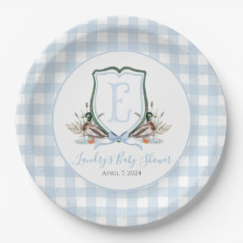 Preppy Southern Blue Boy Duck Baby Duck Pappteller