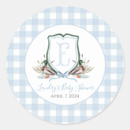 Preppy Southern Blue Boy Duck Baby Duck Runder Aufkleber