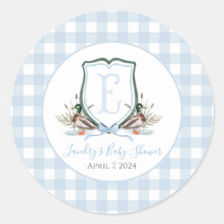 Preppy Southern Blue Boy Duck Baby Duck Runder Aufkleber