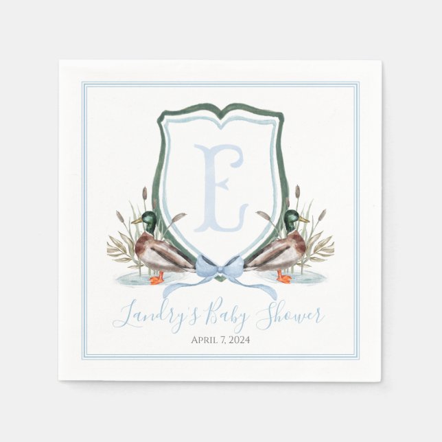 Preppy Southern Blue Boy Duck Baby Duck Serviette (Vorderseite)