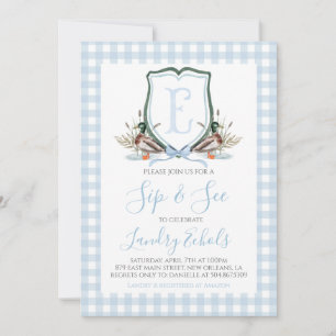 Preppy Southern Blue Boy Duck Baby Sip & See Einladung