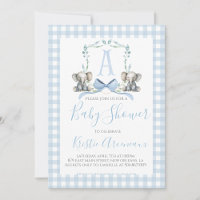 Preppy Southern Blue Boy Elephant Baby Dusche