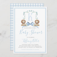 Preppy Southern Blue Boy Lion Baby Dusche