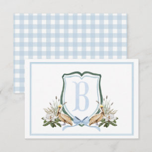 Preppy Southern Blue Boy Pelican Baby Dusche Dankeskarte