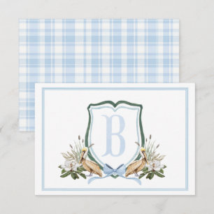 Preppy Southern Blue Boy Pelican Baby Dusche Dankeskarte