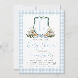Preppy Southern Blue Boy Pelican Baby Dusche Einladung