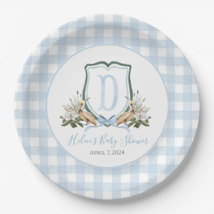 Preppy Southern Blue Boy Pelican Baby Dusche Pappteller