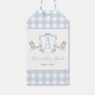 Preppy Southern Blue Boy Stork Baby Dusche Geschenkanhänger
