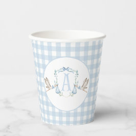Preppy Southern Blue Boy Stork Baby Dusche Pappbecher