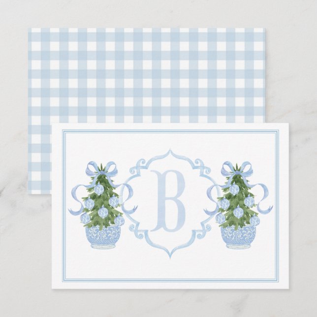 Preppy Southern Blue Chinoiserie Tree Baby Dusche Dankeskarte (Vorne/Hinten)