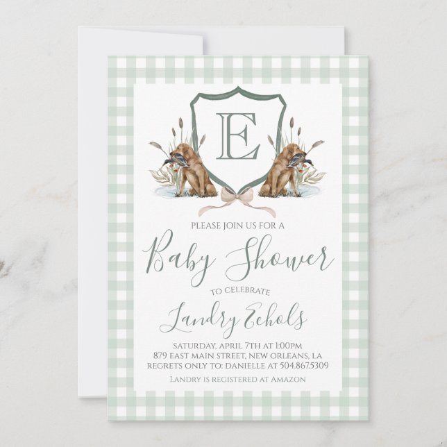 Preppy Southern Boy Hunting Duck Dog Babydusche Einladung (Vorderseite)
