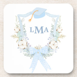 Preppy Southern Gingham Monogram Abschluss Getränkeuntersetzer