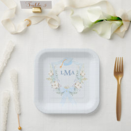 Preppy Southern Gingham Monogram Abschluss Pappteller