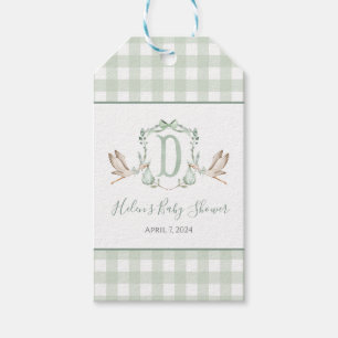 Preppy Southern Green Boy Stork Baby Showdusche Geschenkanhänger