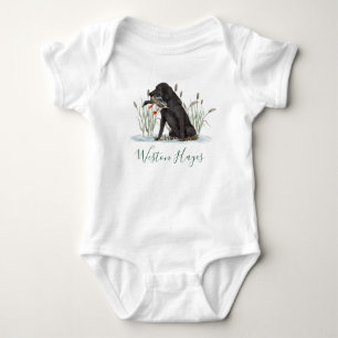 Preppy Southern Green Duck Dog Boy Baby Shooter Baby Strampler