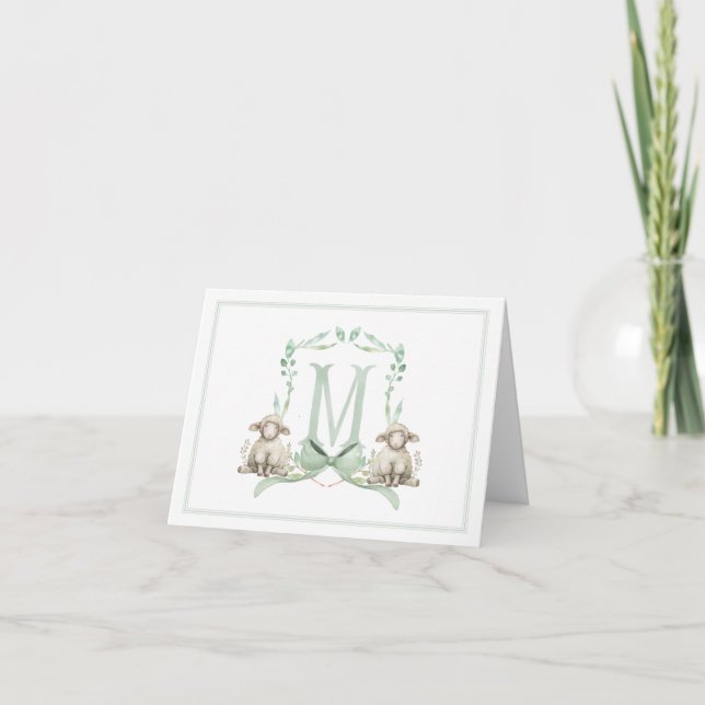 Preppy Southern Green Lamb Dankeschön Card Dankeskarte (Vorderseite)