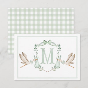 Préppy Southern Green Stork Carte de remerciements