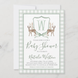 Preppy Southern Hirschbeutel Green Boy Baby Showdu Einladung