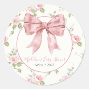 Preppy Southern Pink Floral Girl Babydusche Runder Aufkleber