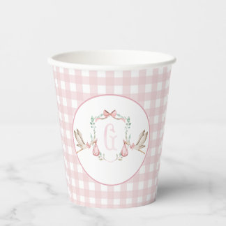 Preppy Southern Pink Girl Stork Baby Dusche Pappbecher