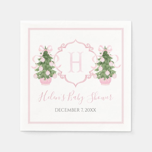 Preppy Southern Pink Weihnachtsbaum Serviette (Vorderseite)