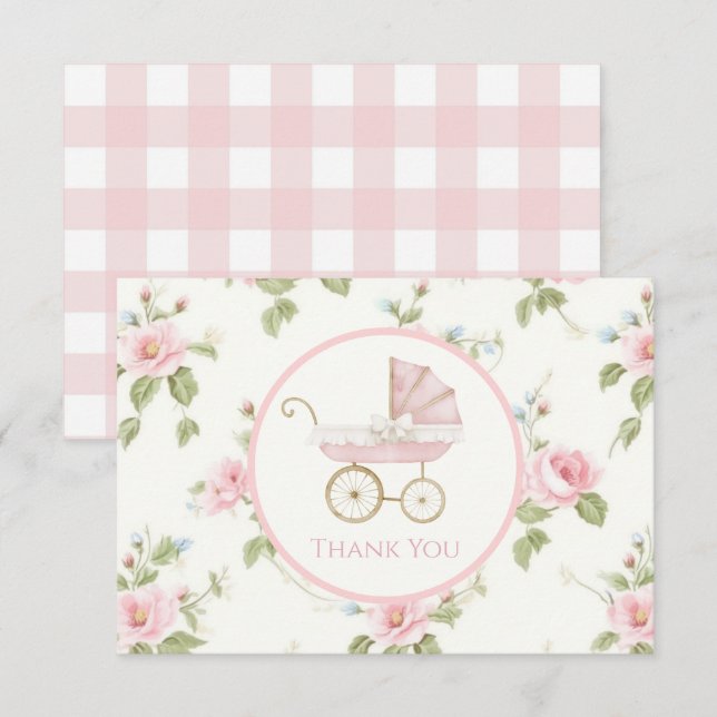 Preppy Southern Rose Girl Carte de remerciements f (Devant / Derrière)