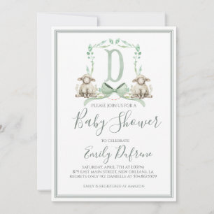 Preppy Southern Sage Boy Lamb Baby Dusche Einladung