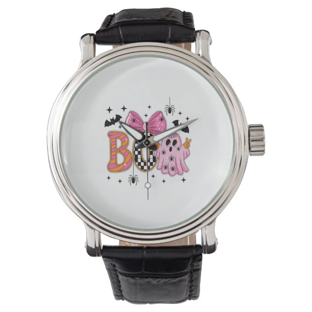 Preppy Spooky Halloween Boo Armbanduhr (Vorderseite)