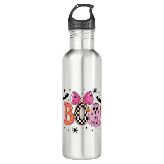 Preppy Spooky Halloween Boo Edelstahlflasche (Vorderseite)