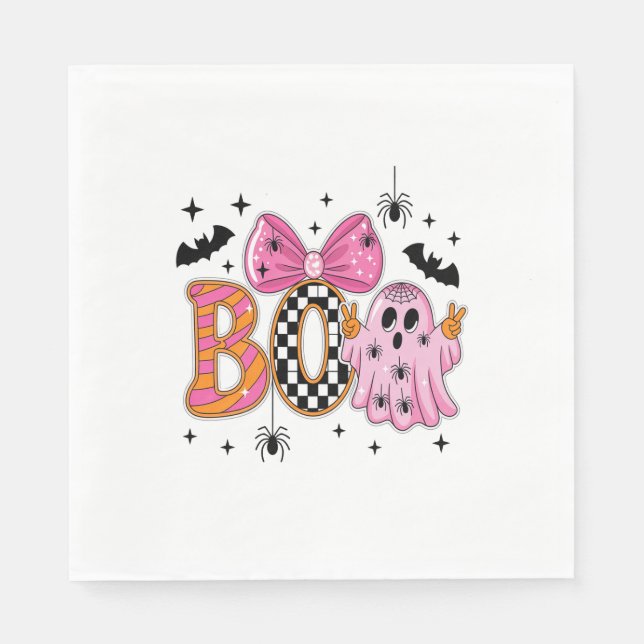 Preppy Spooky Halloween Boo Serviette (Vorderseite)