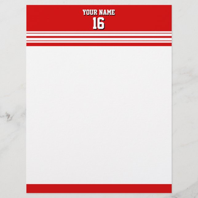 Preppy Sporty Red mit White Stripes Team Jersey (Vorderseite)
