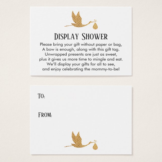 Preppy Stork Display Babydusche Einsteckkarte (Vorne & Hinten)